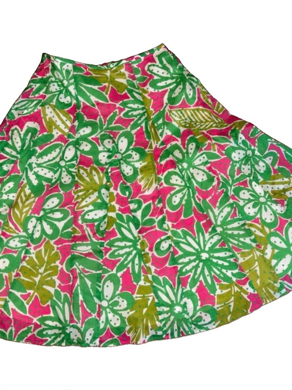 Ruby Rd Vintage Pink Green & White Floral Women's Skirt Size 16